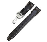 NFRFK Thick Real Leather Calfskin Watchband 21mm 22mm For IWC Big PILOT Spitfire IW5009 IW3777 Rivets Cowhide Watch Strap(Brown white 2,21mm)