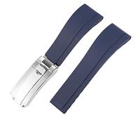 NFRFK WatchBand For Rolex SUBMARINER YachtMaster DAYTONA Silicone Waterproof Watch Strap Watch Accessories Rubber Watch Bracelet Chain Watch Buckle With Logo(Blue-Silver)
