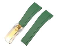 NFRFK WatchBand For Rolex SUBMARINER YachtMaster DAYTONA Silicone Waterproof Watch Strap Watch Accessories Rubber Watch Bracelet Chain Watch Buckle With Logo(Green-Silver Gold)