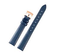 NFRFK Women Genuine Leather watch strap For Armani AR1681 1683 1882 1926 1726 Thin Soft Wristband Watchbands(Blue-rose gold)