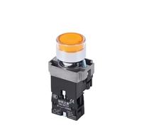 NFRFK XB2-BW33B1C BW3361C round flat head button with light start stop normally open normally closed self-reset switch(Yellow,12V)