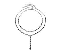NFVITLP Gothic Layered Black Red Choker Dainty Y Water Droplet Pendant Necklace BlackRed Bead Teardrop Gothic Goth Necklace Christmas Halloween Vampire Jewelry for Women, adjustable, Metal, No