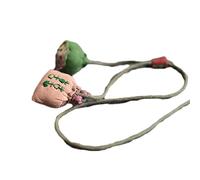 NFYM Linen Cloth Fabric Lotus Flower Bell Pendants Handmade Embroidered Money Bag Style Necklace, Pink, 17.3 inch length