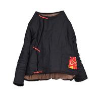 NFYM Traditional Asian Linen Jacket for Women Short Coat Lightweight Quilted with Frog Button Closures and Decorative Patch, Black, One size