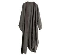 NFYM Women Fall Long Trench Coat Lightweight 100% Linen Open Front Cardigan Patchwork Hobo Style Loose Duster Jacket, Grey, One size