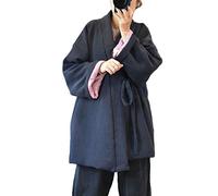 NFYM Women Hanten Cotton Jacket Japanese Kimono Style Warm Quilted Winter Coat, Navy, One size