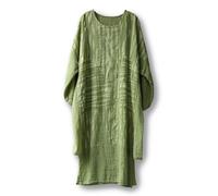 NFYM Women's Lightweight Boho Cotton Linen Gauze Dresses Plant Dying Summer Beach Vacation Casual Midi Dress, Green, One size