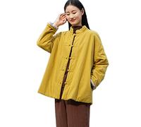 NFYM Women's Lightweight Quilted Jackets Winter Outwear Chinese Tang Suit Style Padded Coats with Pockets, Yellow, One Size