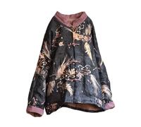 NFYM Women's Lightweight Thin Quilted Jacket Fall Spring Bohemian Printed Tang Suit Jacket Coat with Pockets, Black, One size