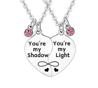 Nfyxcaz 2Pcs Unisex Modern Stainless Steel Cable Chain Necklace for Couples, Friends, Family - You’re My Shadow/You’re My Light