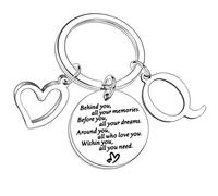 Nfyxcaz A-Z Letter Keychain For Family Best Friend Behind You All Your Memories Inspirational Jewellery Keyring For Sister Brother Birthday Gifts Graduation Present(Q)