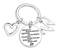 Nfyxcaz A-Z Letter Keychain For Family Best Friend Behind You All Your Memories Inspirational Jewellery Keyring For Sister Brother Birthday Gifts Graduation Present(W)