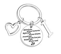 Nfyxcaz A-Z Letter Keychain For Family Best Friend Behind You All Your Memories Inspirational Jewellery Keyring For Sister Brother Birthday Gifts Graduation Present(I)