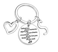 Nfyxcaz A-Z Letter Keychain For Family Best Friend Behind You All Your Memories Inspirational Jewellery Keyring For Sister Brother Birthday Gifts Graduation Present(S)