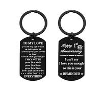 Nfyxcaz Anniversary Keyring Gifts for Him Her Happy Wedding Anniversary for Husband Wife Happy Anniversary Keychain for Boyfriend Girlfriend (1st Anniversary Keychain)