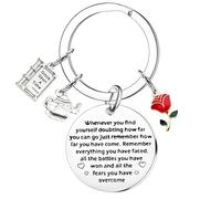 Nfyxcaz Beauty Keyring Movie Inspired Gift For Friends Belle Rose Keyring Fairy Tale Jewelry Fairy Keyring for Women Girls Fairy Gifts Fairy Keychain for Daughter Girlfriend