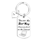 Nfyxcaz Couple Keychain - Boyfriend and Girlfriend Valentine's Day Gift - Christmas Birthday Present for His and Her - You're The Best Thing I've Ever Found on The Internet