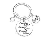 Nfyxcaz Cousin Keychain Cousin Gifts For Women Cousins By Blood Sisters By Heart Friends By Choice Keychain Birthday Present Graduation Gift For Friend Women Female Girls Sister