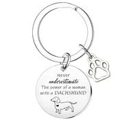 Nfyxcaz Dachshund Gifts for Women Dachshund Keyring Dachshund Lover Gifts Never Underestimate The Power of a Woman with a Dachshund