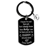 Nfyxcaz Daddy Dad to Be Gifts New Dad Keyring for Men - Black Stainless Steel Keychain with Personalized Engraving for New Fathers, Expectant Fathers