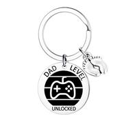 Nfyxcaz Daddy to Be Keychain - First Time Dad Gift for Pregnancy Announcement and Father's Day - Dad Unlocked Keychain With Baby Footprint Charm