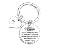 Nfyxcaz Daughter Gifts Daughter Keyring From Mum Dad The Walk Down The Aisle Marks The Beginning Of A New Life Keychain Birthday Christmas Graduation Gifts (To my daughter)