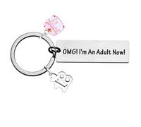 Nfyxcaz Funny 18th Birthday Gifts For Him Her 18th Birthday Keyring For Daughter Son OMG I'm An Adult Now Keychain