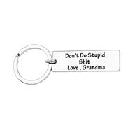 Nfyxcaz Funny Keychain Gifts Don't Do Stupid Shit Keychain for Boys Girls from Grandma Graduation Gifts for Grandson Granddaughter from Grandma