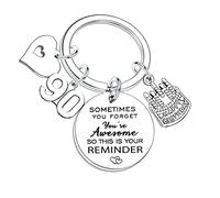 Nfyxcaz Happy 90th Birthday Keychain Gifts for Women Inspirational Birthday Keyring for Mum Dad Sister Brother Birthday Keychain for Friends BBF Birthday Keyring (90th birthday keychain gifts)