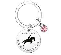 Nfyxcaz Horse Gifts Keyring for Women Gifts for Horse Riders Horse Lovers Equestrian Gifts Born to Ride Forced to Go to School