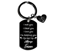 Nfyxcaz Husband Keyring for Couples Valentine's Day Gift for Him Her I Love You Keyring in Black Stainless Steel
