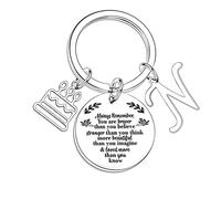 Nfyxcaz Initial Keyring A-Z 26 letter Key Chain Inspirational Gift Best Friend Keyring Graduation Gift Leaving Gift Friendship Gift (Letter N)