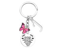 Nfyxcaz Initial Keyring With Butterfly Pendant Inspirational Gift For Women 26 Letter Alphabet Keychain For Friends Christmas Birthday Gift for Daughter Sister Niece (Letter J)