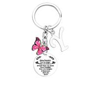 Nfyxcaz Initial Keyring With Butterfly Pendant Inspirational Gift For Women 26 Letter Alphabet Keychain For Friends Christmas Birthday Gift for Daughter Sister Niece (Letter Y)