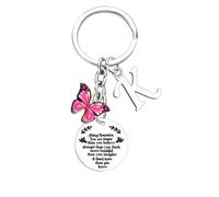 Nfyxcaz Initial Keyring With Butterfly Pendant Inspirational Gift For Women 26 Letter Alphabet Keychain For Friends Christmas Birthday Gift for Daughter Sister Niece (Letter K)