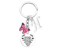 Nfyxcaz Initial Keyring With Butterfly Pendant Inspirational Gift For Women 26 Letter Alphabet Keychain For Friends Christmas Birthday Gift for Daughter Sister Niece (Letter H)