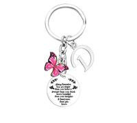 Nfyxcaz Initial Keyring With Butterfly Pendant Inspirational Gift For Women 26 Letter Alphabet Keychain For Friends Christmas Birthday Gift for Daughter Sister Niece (Letter D)