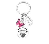 Nfyxcaz Initial Keyring With Butterfly Pendant Inspirational Gift For Women 26 Letter Alphabet Keychain For Friends Christmas Birthday Gift for Daughter Sister Niece (Letter B)