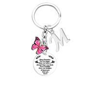 Nfyxcaz Initial Keyring With Butterfly Pendant Inspirational Gift For Women 26 Letter Alphabet Keychain For Friends Christmas Birthday Gift for Daughter Sister Niece (Letter M)
