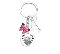Nfyxcaz Initial Keyring With Butterfly Pendant Inspirational Gift For Women 26 Letter Alphabet Keychain For Friends Christmas Birthday Gift for Daughter Sister Niece (Letter T)