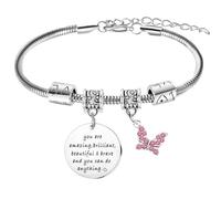 Nfyxcaz Inspirational Bracelet for Women Friend Motivational Gifts Butterfly Charm Bracelets Inspirational Jewelry for Daughter Sister Niece Friends Birthday Graduation Gifts