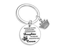 Nfyxcaz Inspirational Keychain For Daughter Whenever You Feel Overwhelmed Remember Whose Daughter You Are And Straighten Your Crown Keyring Inspirational Gift For Birthday Gift Graduation Present