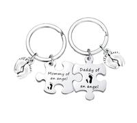 Nfyxcaz Mommy Daddy of an Angel Puzzle Keyring Pregnancy Loss Gifts Miscarriage Loss of Child Baby Memorial Keychain Sympathy Gifts