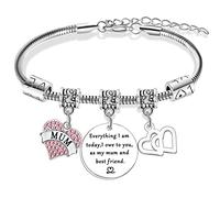 Nfyxcaz Mum Bracelet Mothers Day Present Birthday Gift Everything I am Today Bracelet