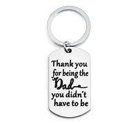 Nfyxcaz Step Dad Keyring Gift for Stepdad from Daughter or Son - Father's Day, Christmas, Birthday Present - Thank You Gift for Stepfather, Bonus Dad - Silver Stainless Steel Keychain