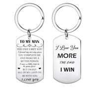 Nfyxcaz To My Man Keyring - I Love You More The End I Win - Silver Keychain for Boyfriends, Husbands