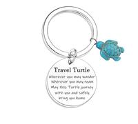 Nfyxcaz Travel Turtle Keychain Luck Turtle Gifts Tortoise Keyring Travel Gifts for Family Friends Wherever You May Wander Good Luck Charm Gifts Keyring