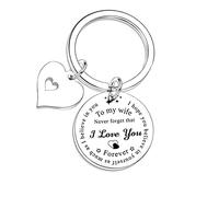 Nfyxcaz Wife Keychain for Valentine's Day, Anniversary - To My Wife Never Forget That I Love You Forever - Couples Keyring Gift