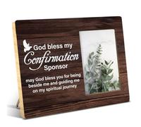 NGAEAK Confirmation Sponsor Gifts God Bless My Confirmation Sponsor May God Bless You for Being Beside Me Wood Picture Frame Keepsake Gifts, Display Photo 4 x 6 Inch