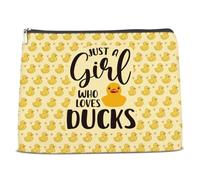 NGAEAK Duck Gifts Cosmetic Bag Just a Girl Who Loves Ducks Zipper Makeup Pouch Duck Themed Gifts Small Makeup Bag